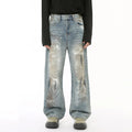 Blue Worn Out Wide Leg Jeans