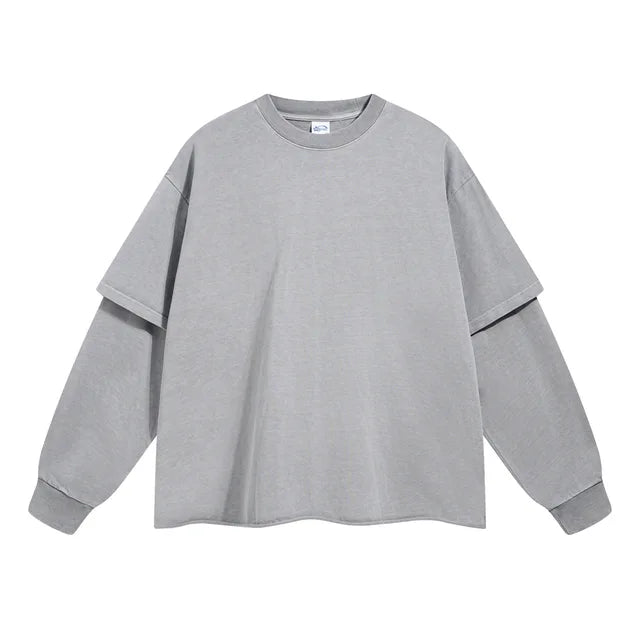 Heather Gray Double Layered Long Sleeve Shirt