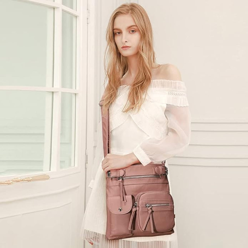 Women's Multi-Pocket Leather Shoulder Bag